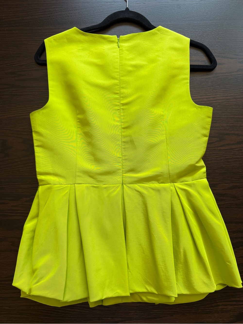 Tibi Silk Peplum Sleeveless Blouse Chartreuse Size 6 - Picture 4 of 6